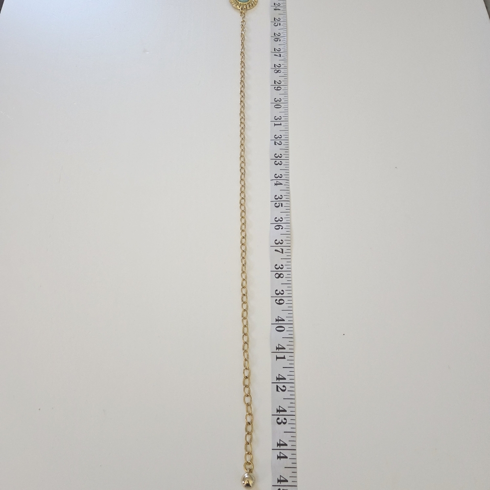 Circular Textured Gold and Turquoise Chain Belt - Picture 7 of 8